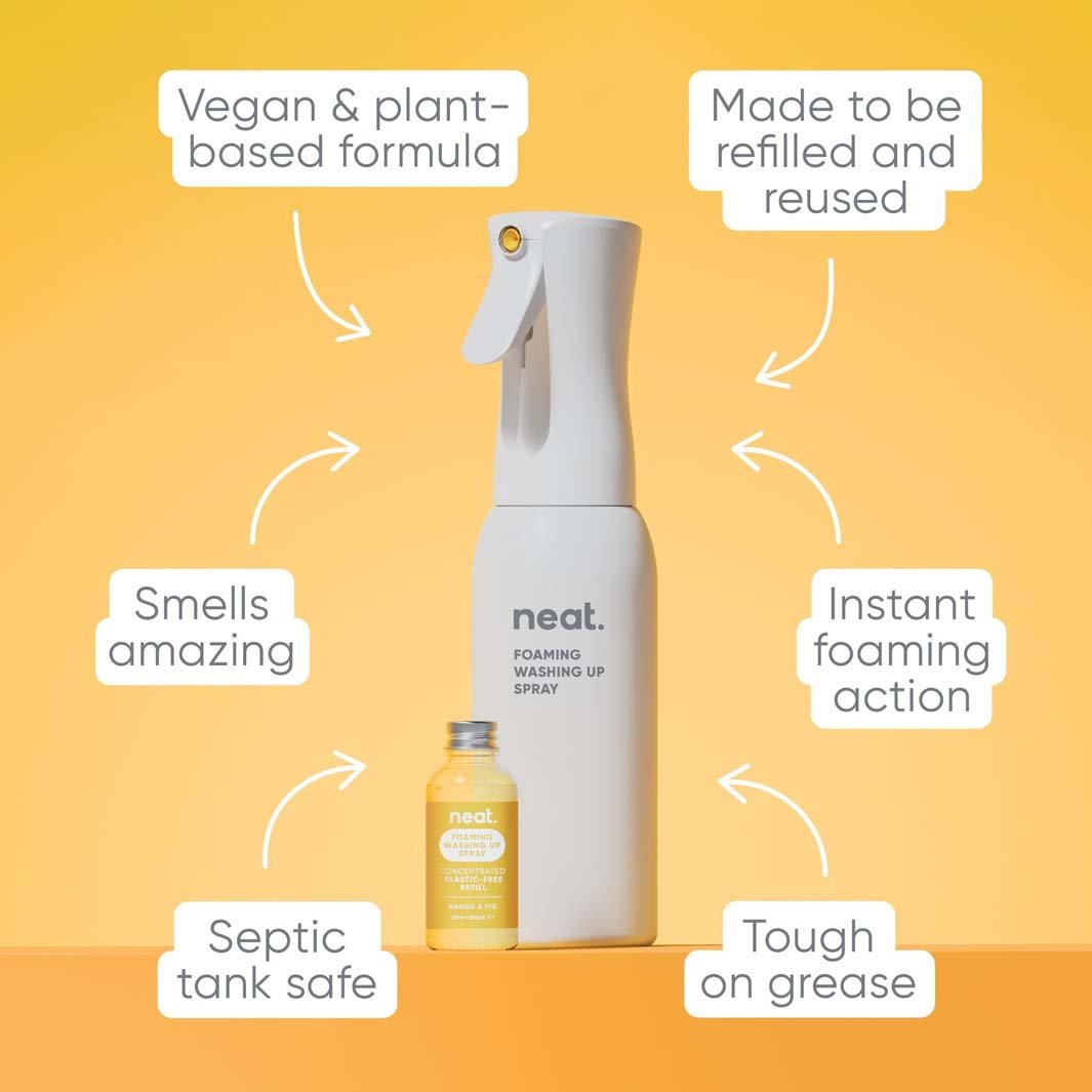 Neat Foaming Washing Up Spray Starter Pack & Refill – Mango & Fig - REGN