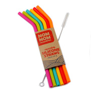 Nom Nom Kids Reusable Silicone Straws Set of 6 with Cleaning Brush - REGN