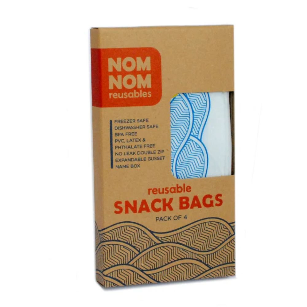 Nom Nom Reusable Snack Bags x 4 | Wave Design - REGN