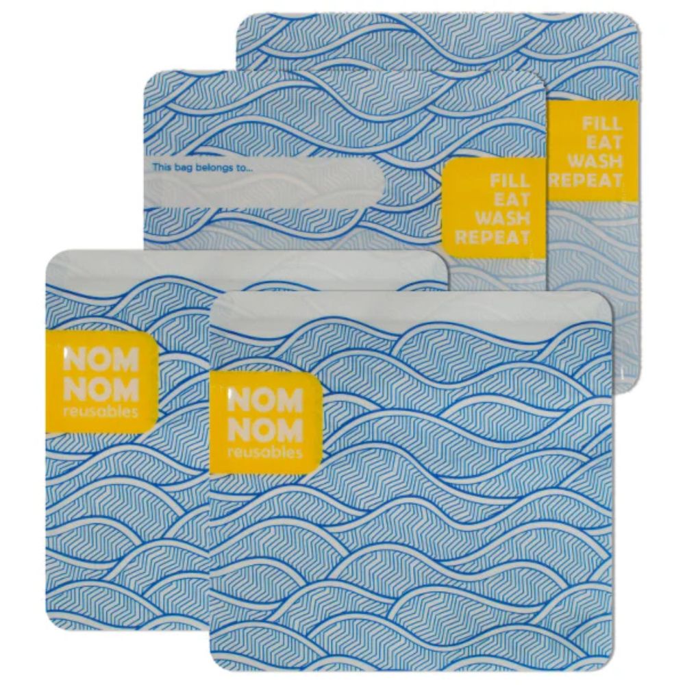 Nom Nom Reusable Snack Bags x 4 | Wave Design - REGN