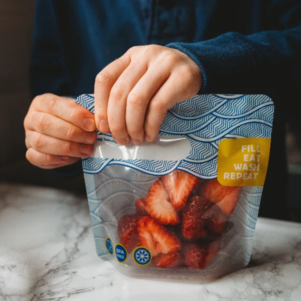 Nom Nom Reusable Snack Bags x 4 | Wave Design - REGN