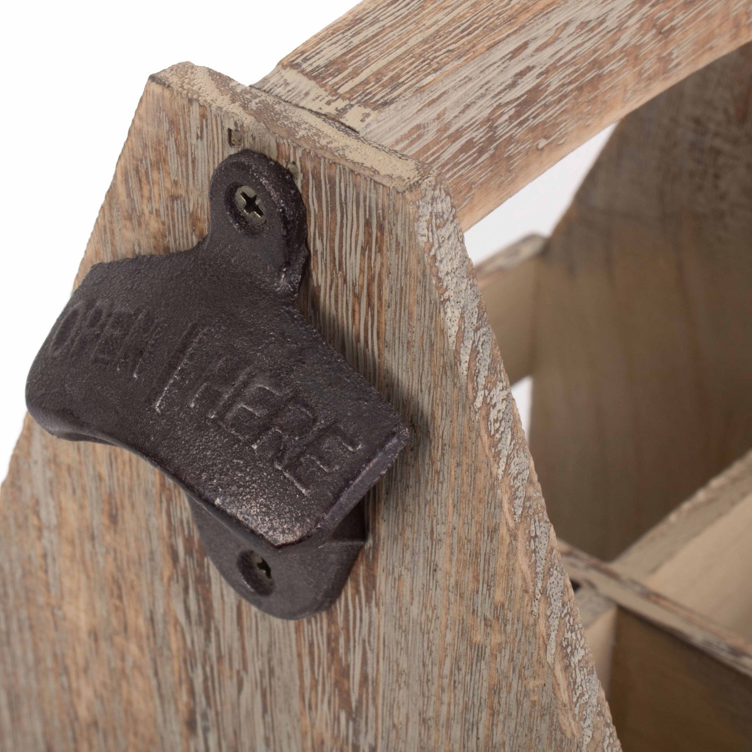 Oak Effect 4 Beer Bottle Carrier With Bottle Opener - REGN
