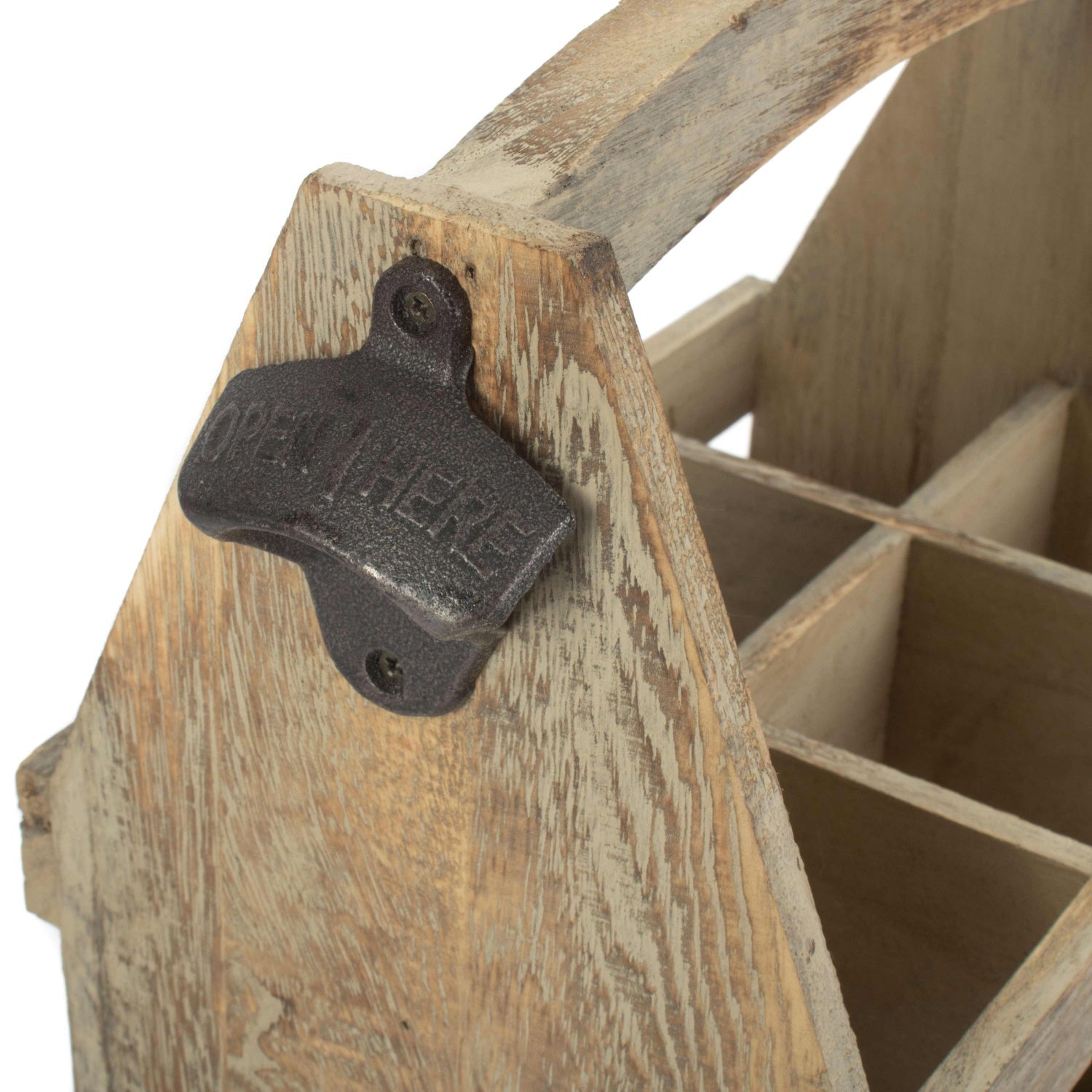 Oak Effect 6 Beer Bottle Carrier With Bottle Opener - REGN