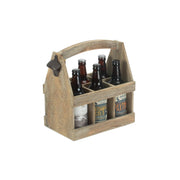 Oak Effect 6 Beer Bottle Carrier With Bottle Opener - REGN