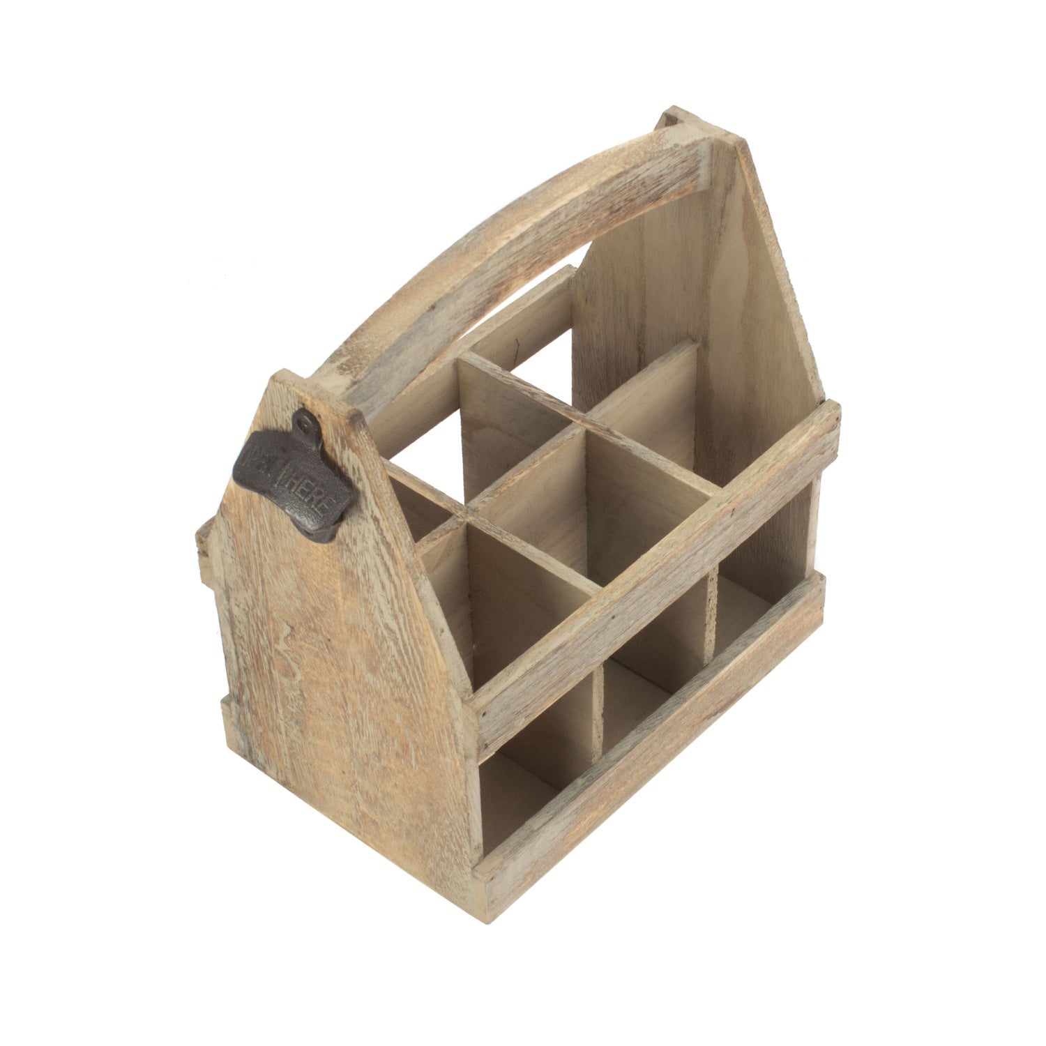 Oak Effect 6 Beer Bottle Carrier With Bottle Opener - REGN