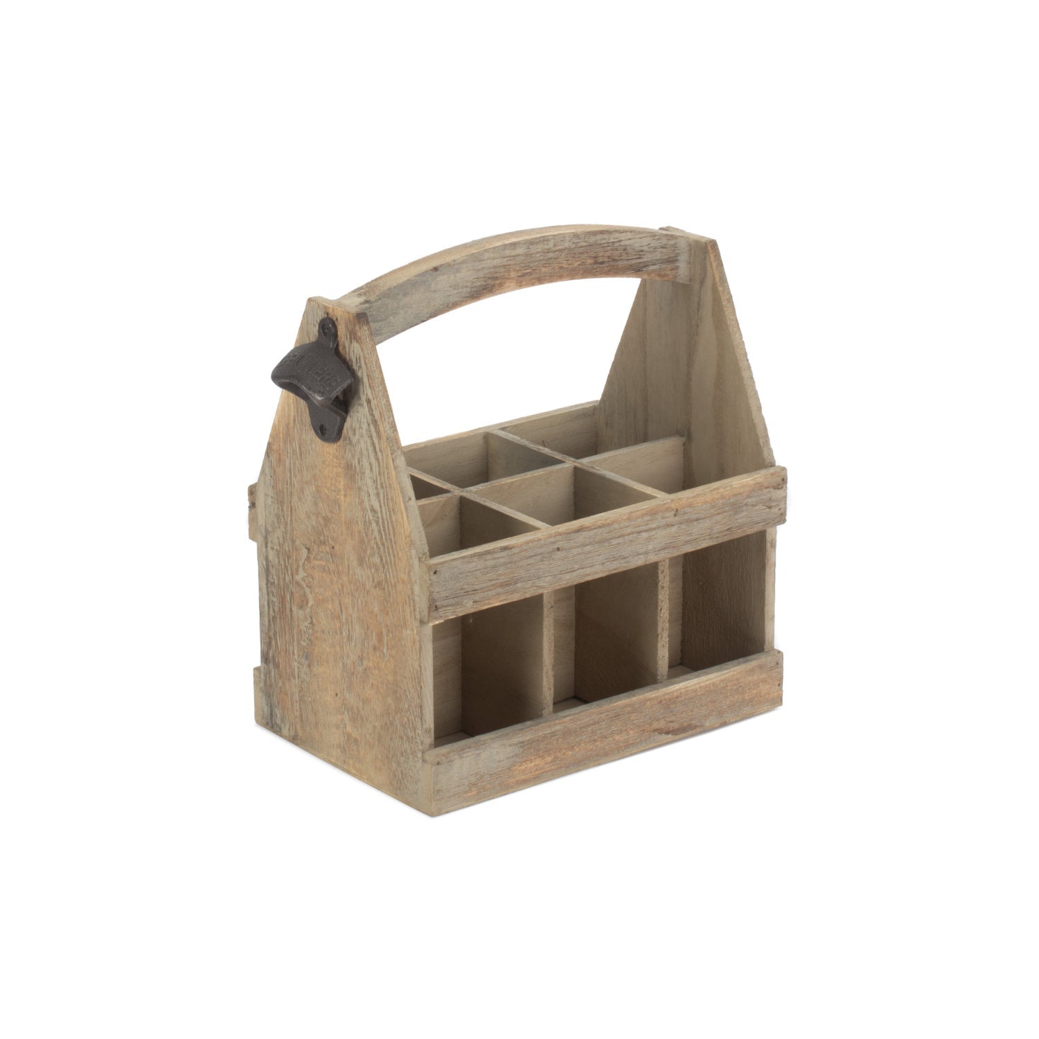 Oak Effect 6 Beer Bottle Carrier With Bottle Opener - REGN