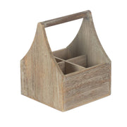 Oak Effect Square 4 Section Cutlery Holder - REGN