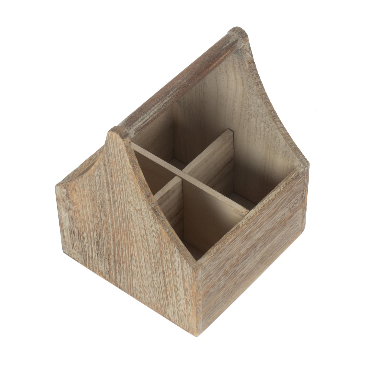 Oak Effect Square 4 Section Cutlery Holder - REGN