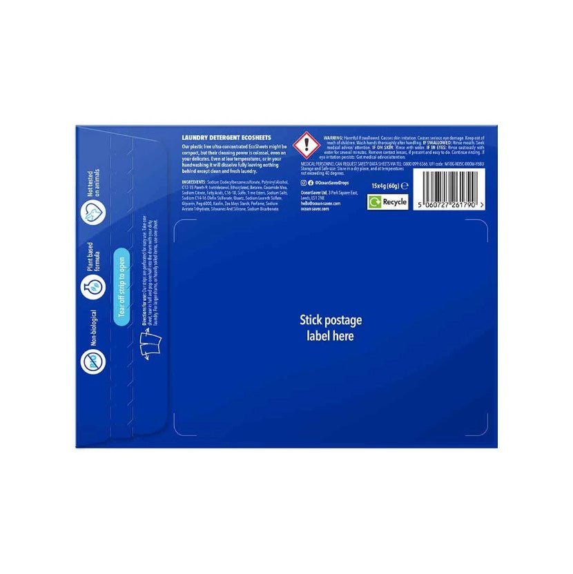 Ocean Saver Laundry Detergent Sheets - Plastic Free Eco No Mess Laundry Sheets, 30 Washes - REGN