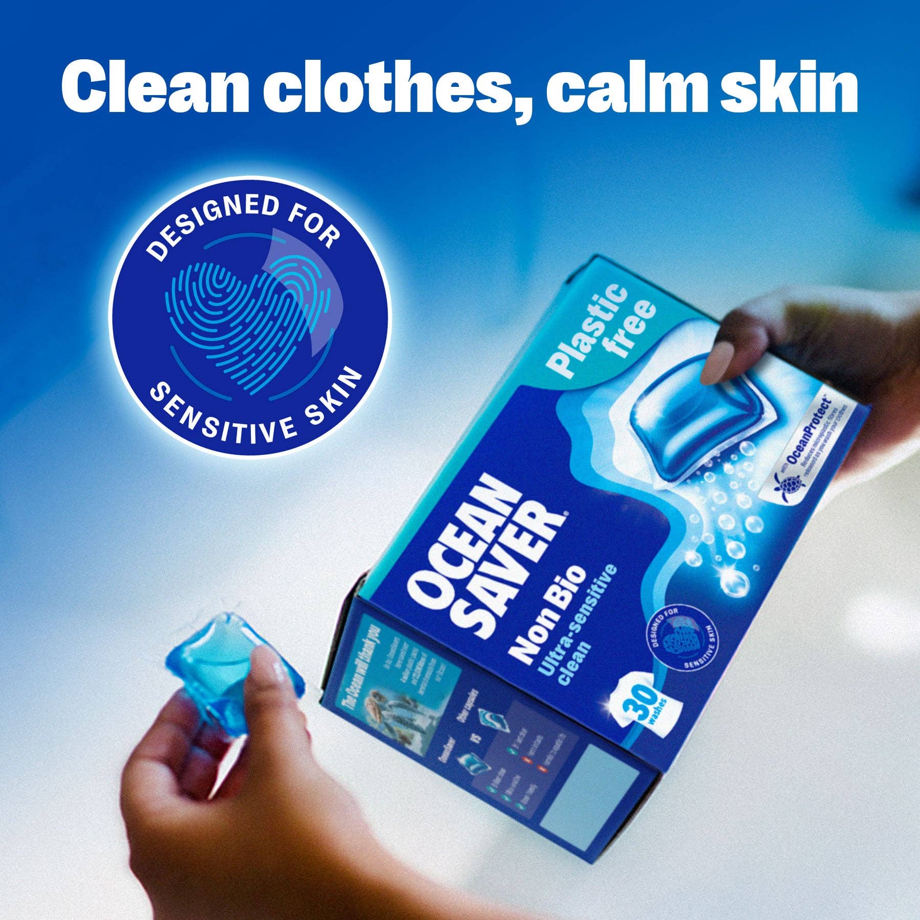 OceanSaver Plastic - Free Non - Bio Laundry Detergent Capsules (30 Wash) - REGN