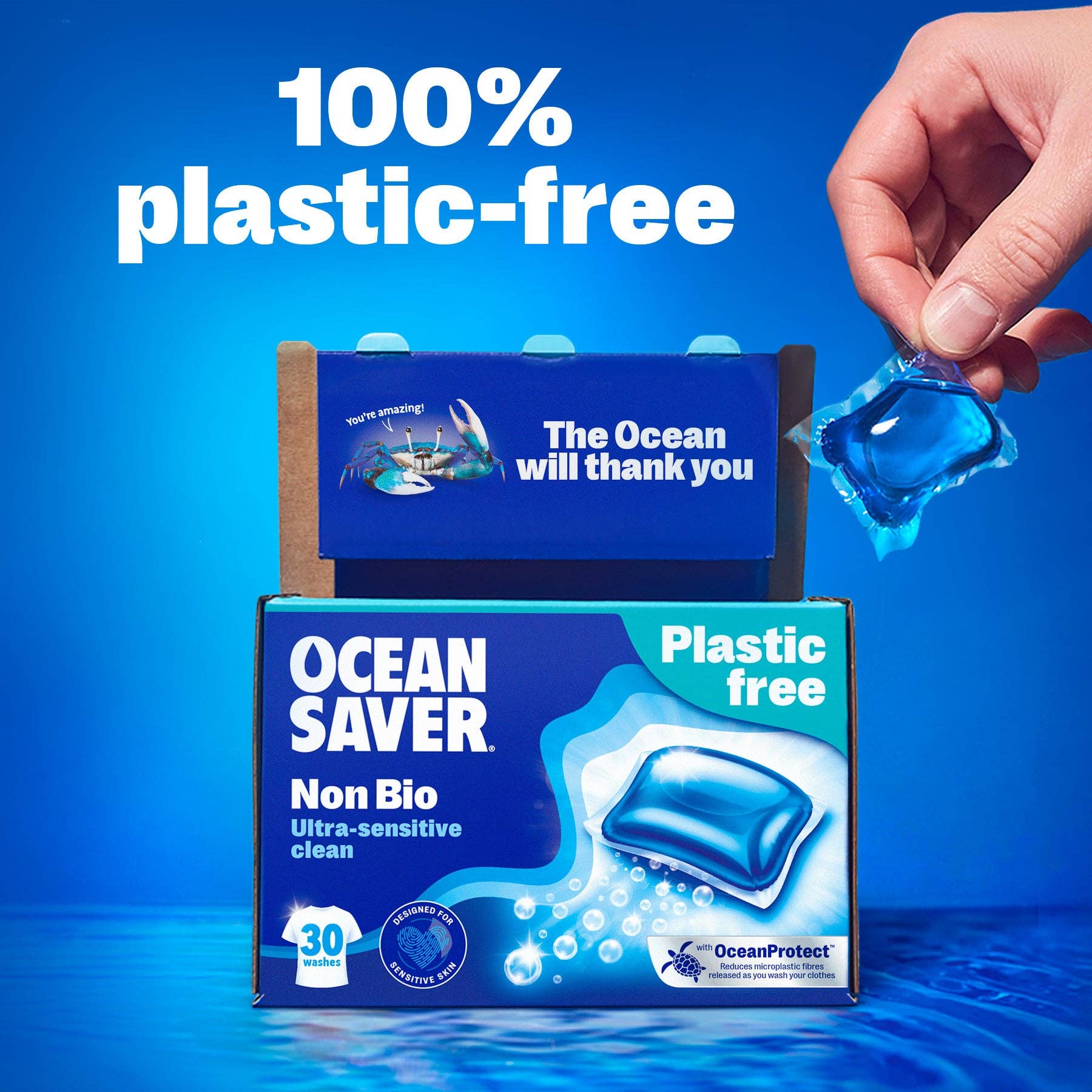 OceanSaver Plastic - Free Non - Bio Laundry Detergent Capsules (30 Wash) - REGN