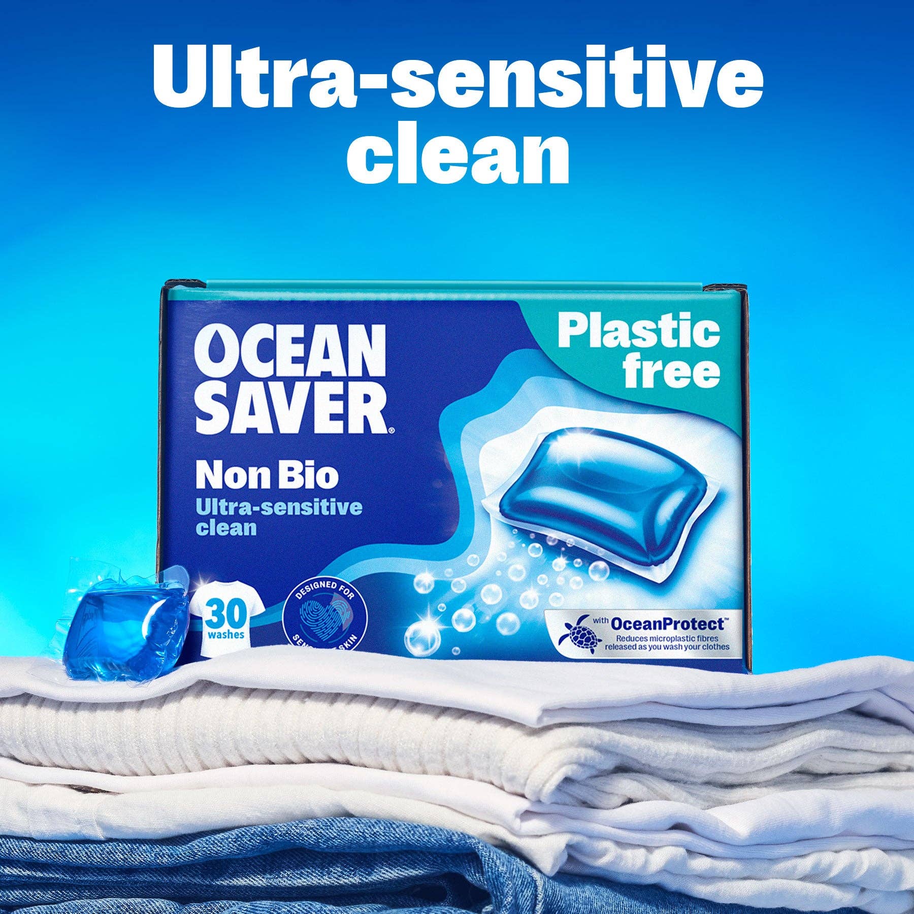OceanSaver Plastic - Free Non - Bio Laundry Detergent Capsules (30 Wash) - REGN