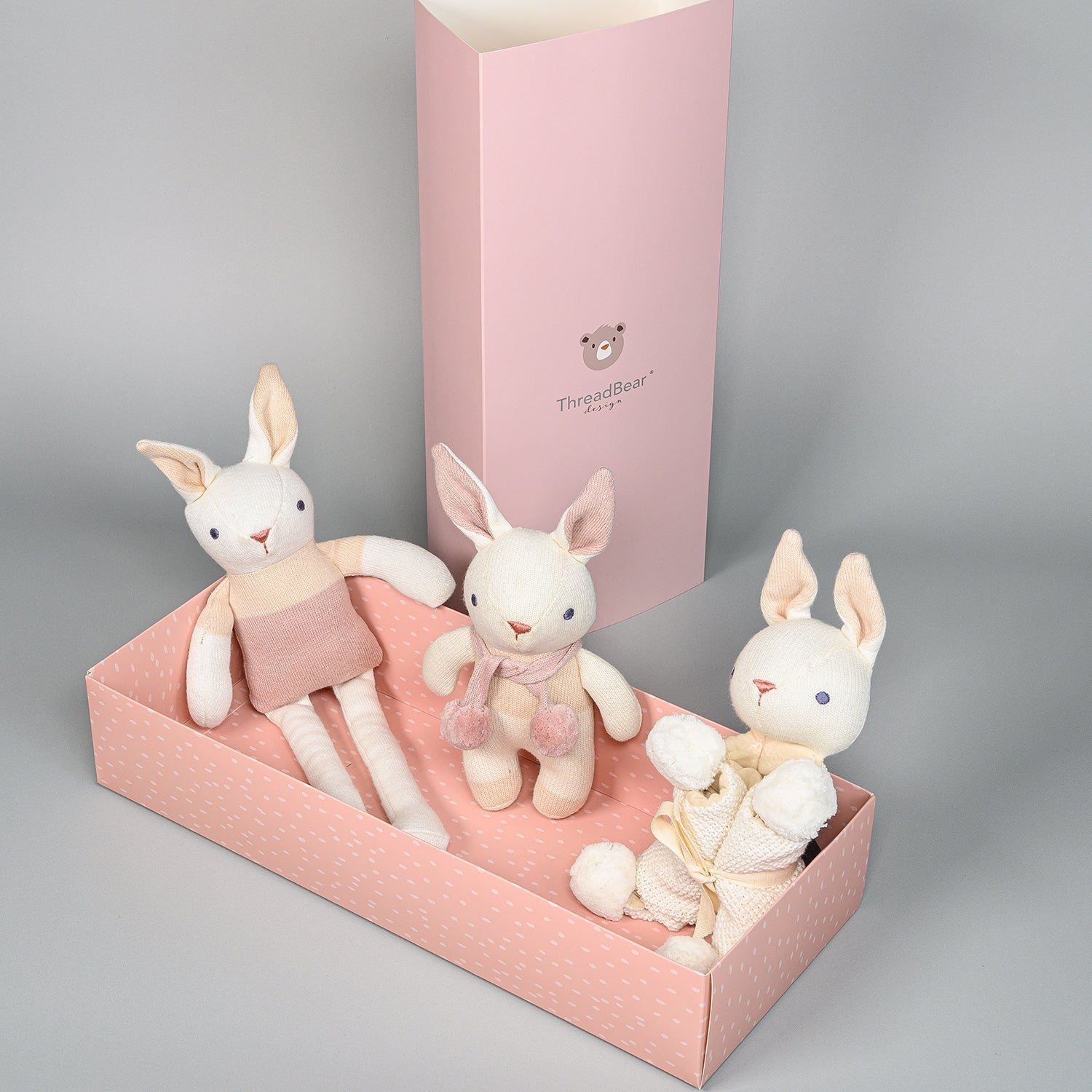 Organic Baby Comforter, Rattle & Doll Set in Cream + Gift Box - REGN