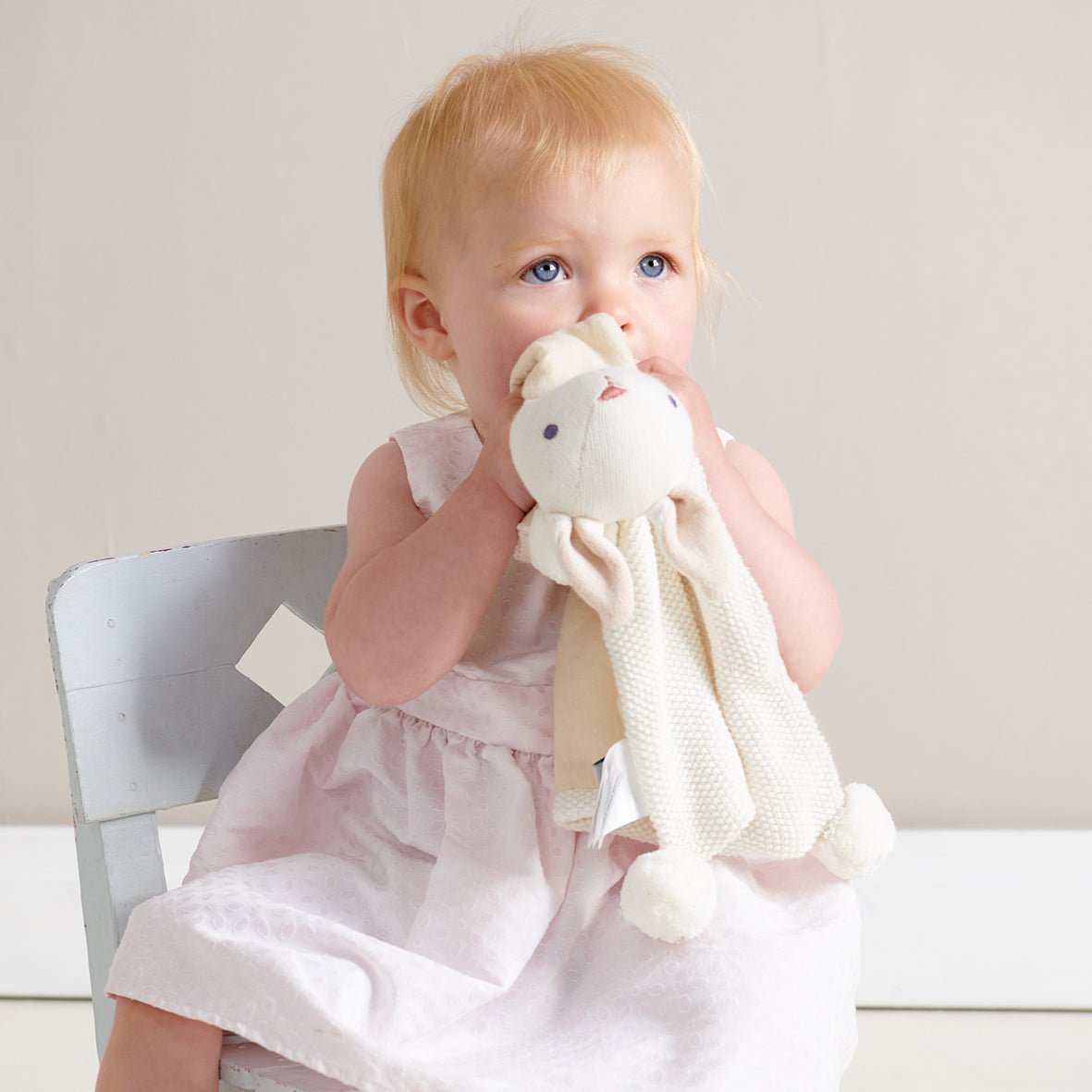 Organic Baby Comforter, Rattle & Doll Set in Cream + Gift Box - REGN