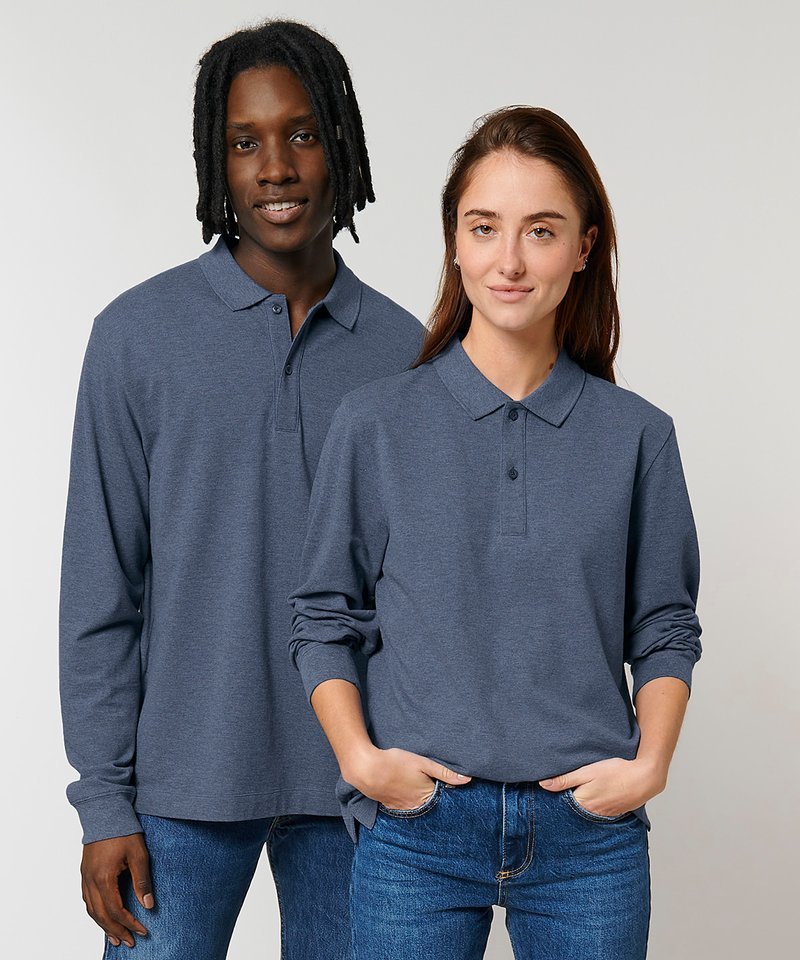 Organic Colours Long Sleeve Polo: Unisex - REGN