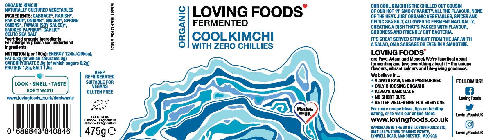 Organic Cool Kimchi – Unpasteurised No Chilli Kimchi 475g Vegan - REGN