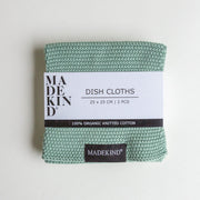 Organic Cotton Knitted Dishcloths, Sage Green - Set of 2 - REGN
