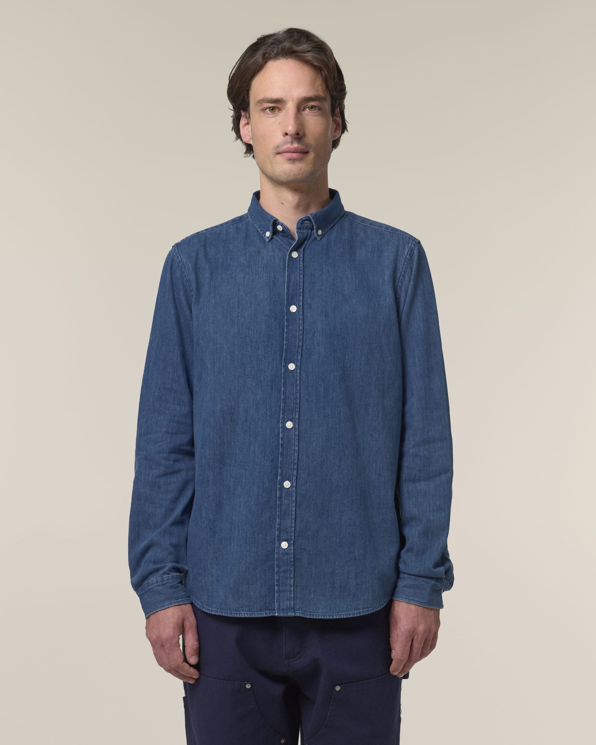Organic Cotton Long Sleeve Denim Shirt: Mens - REGN
