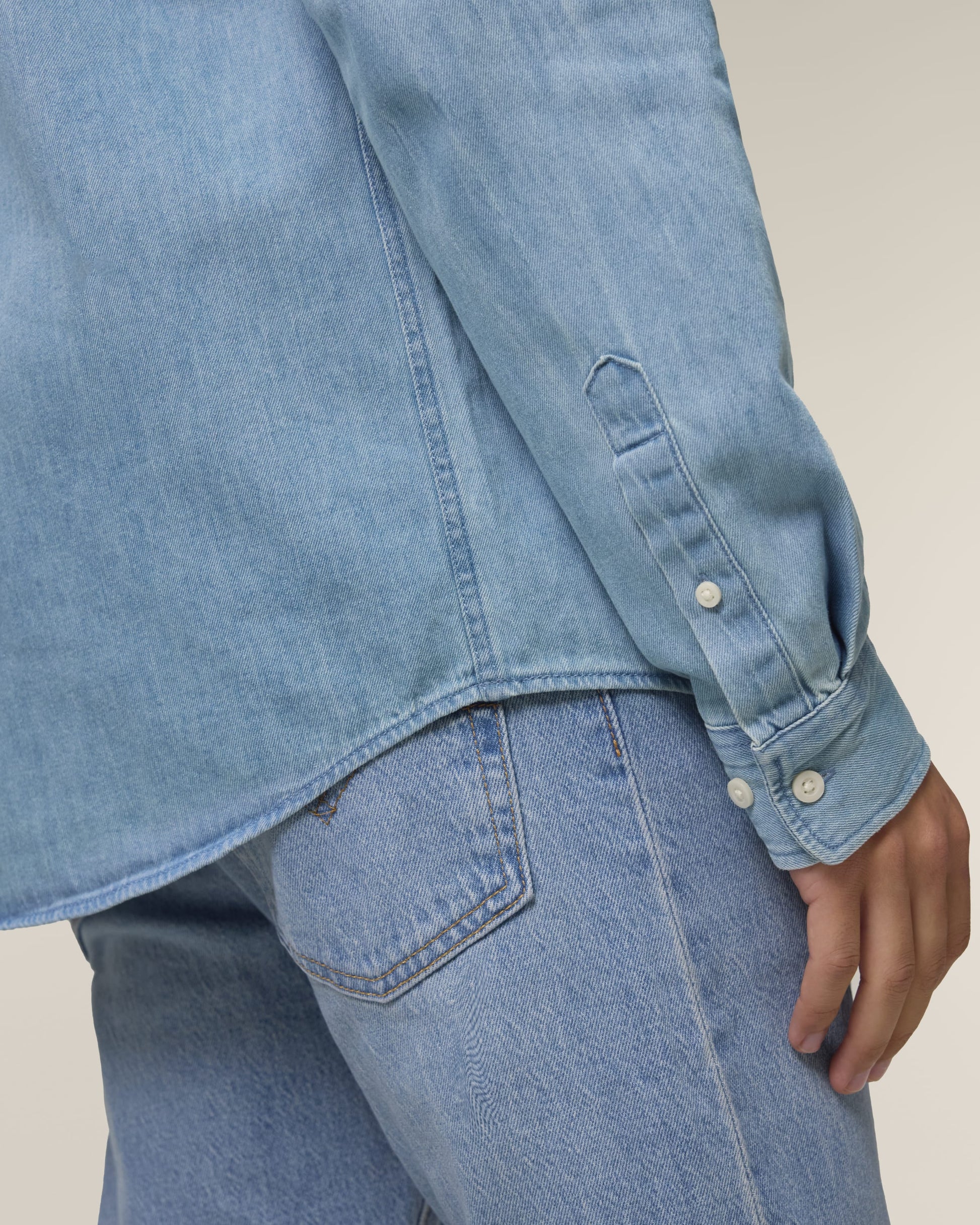 Organic Cotton Long Sleeve Denim Shirt: Mens - REGN