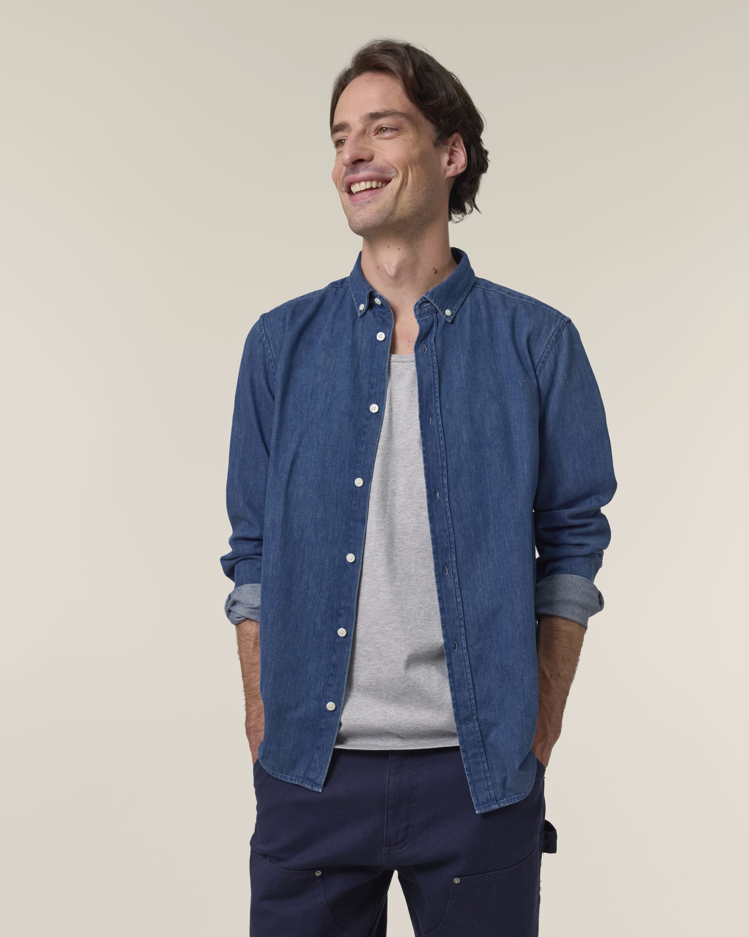 Organic Cotton Long Sleeve Denim Shirt: Mens - REGN