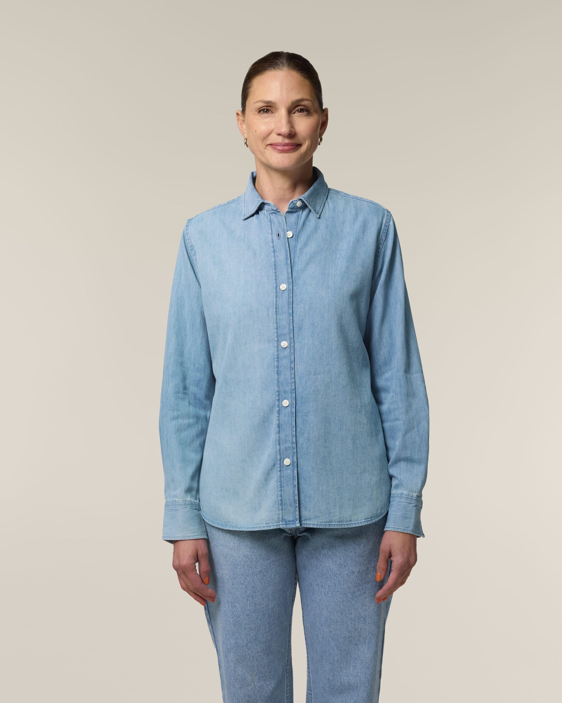 Organic Cotton Long Sleeve Denim Shirt: Womens - REGN