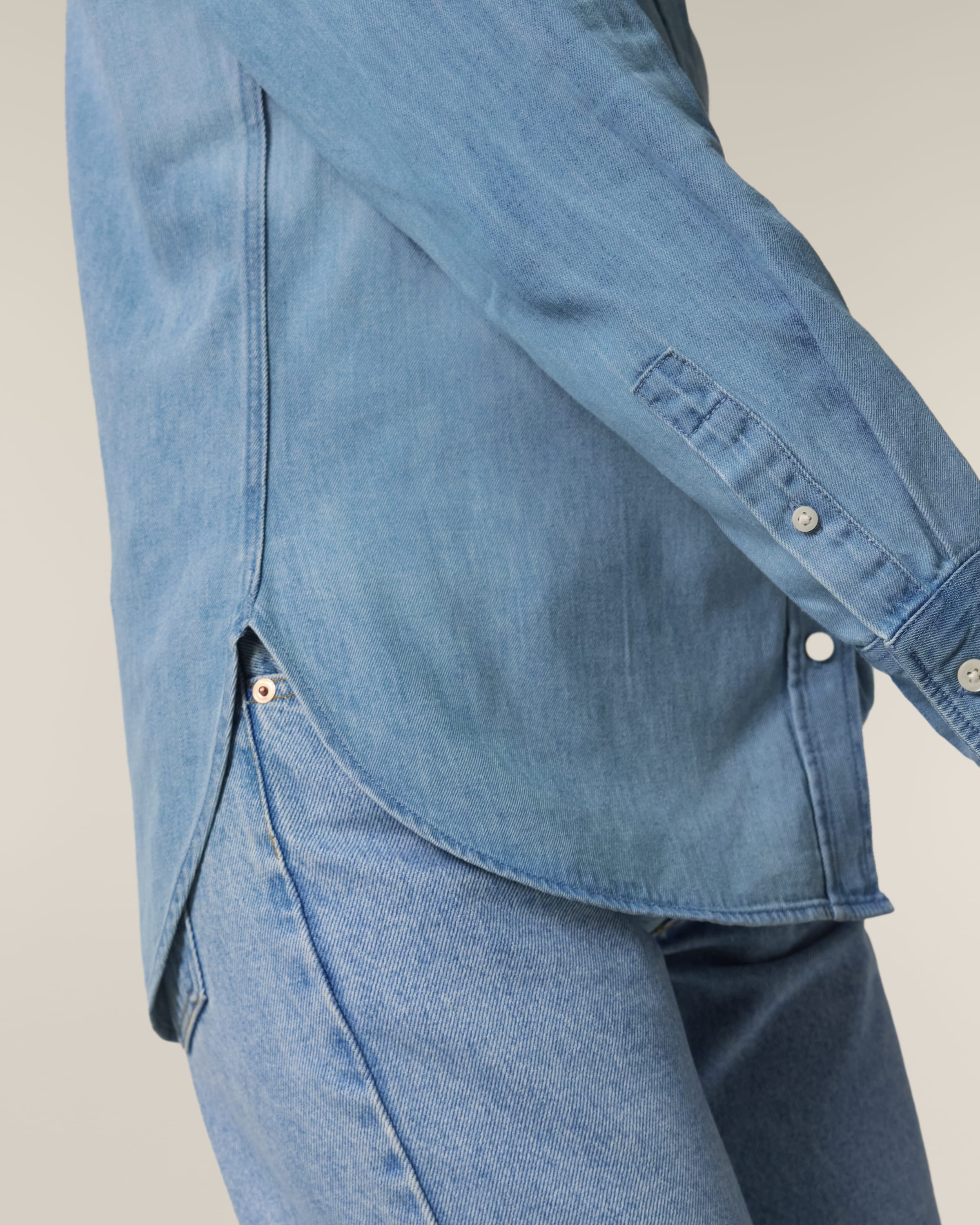 Organic Cotton Long Sleeve Denim Shirt: Womens - REGN