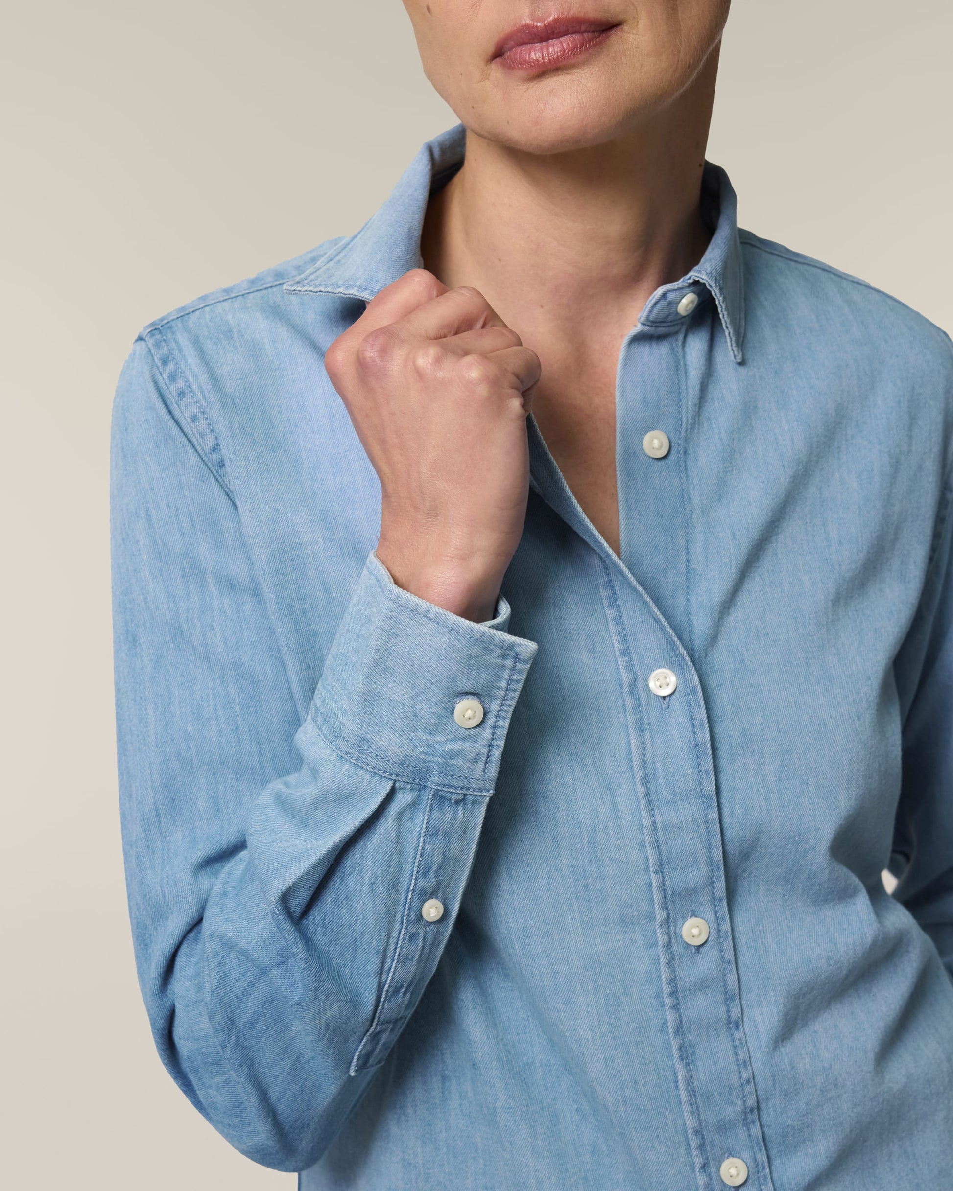 Organic Cotton Long Sleeve Denim Shirt: Womens - REGN