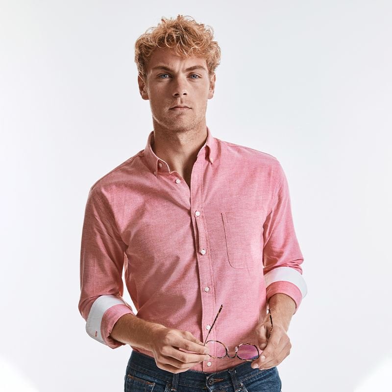 Organic Cotton Long Sleeve Oxford Shirt: Russell Collection - REGN
