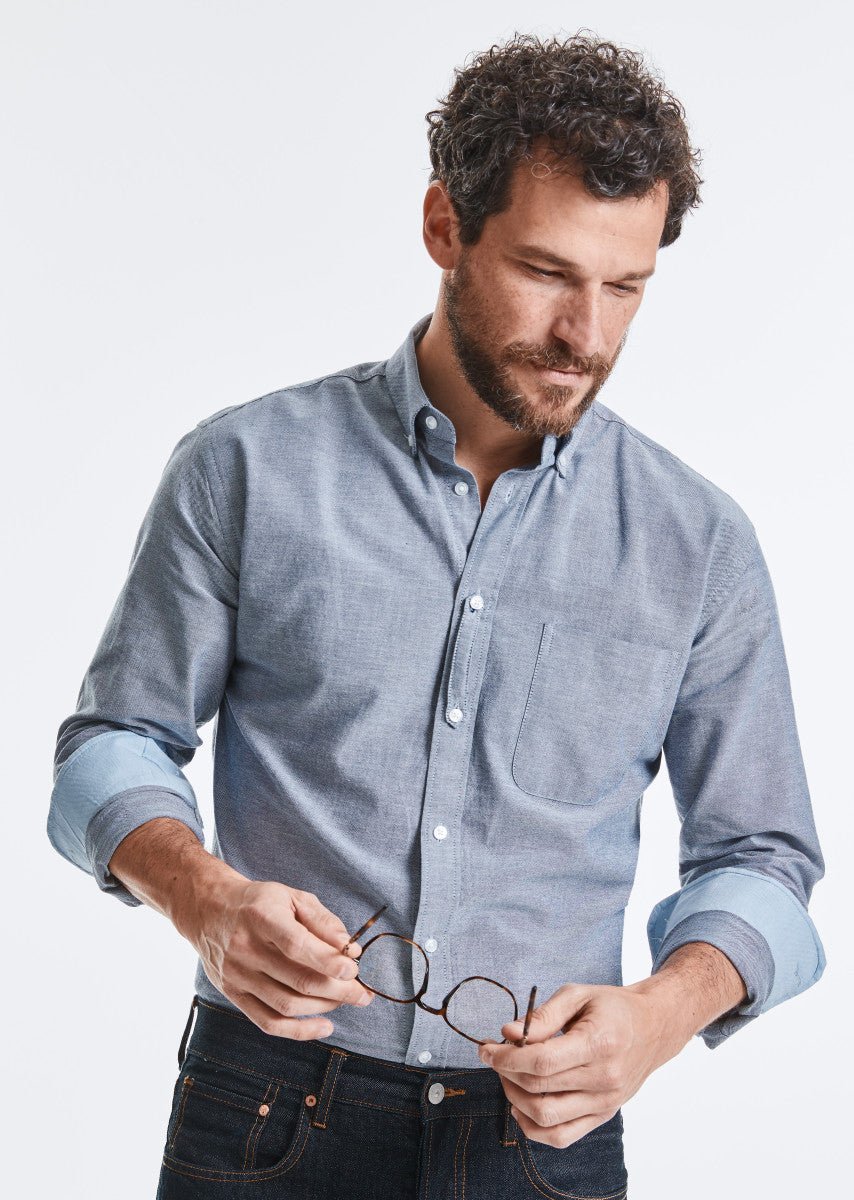 Organic Cotton Long Sleeve Oxford Shirt: Russell Collection - REGN