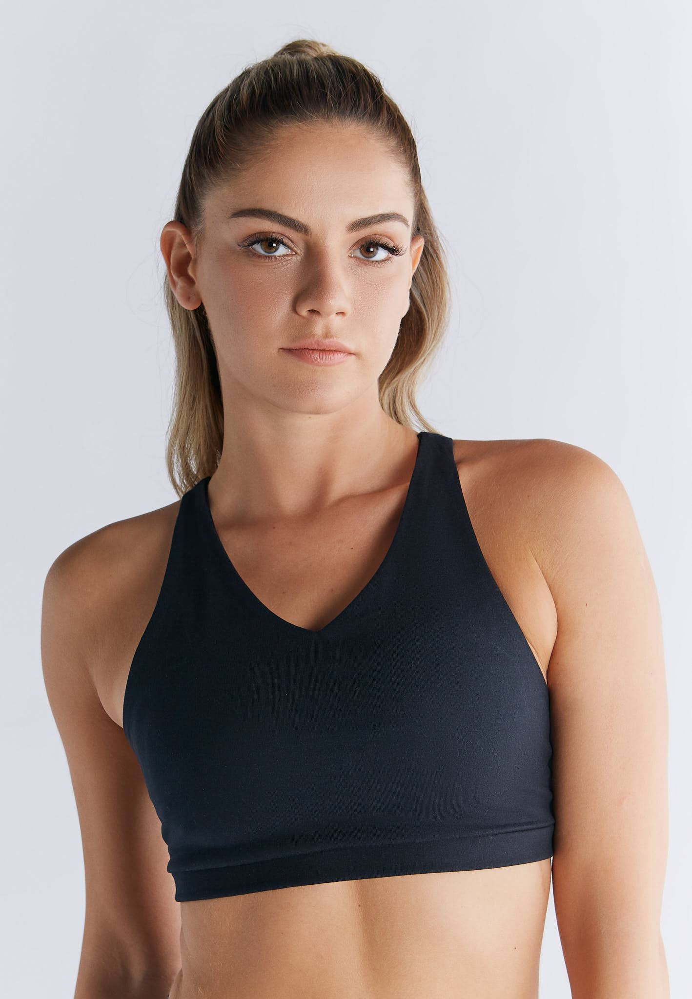 Organic Cotton & Recycled Elastane Padded V-neck Sports Bra - REGN