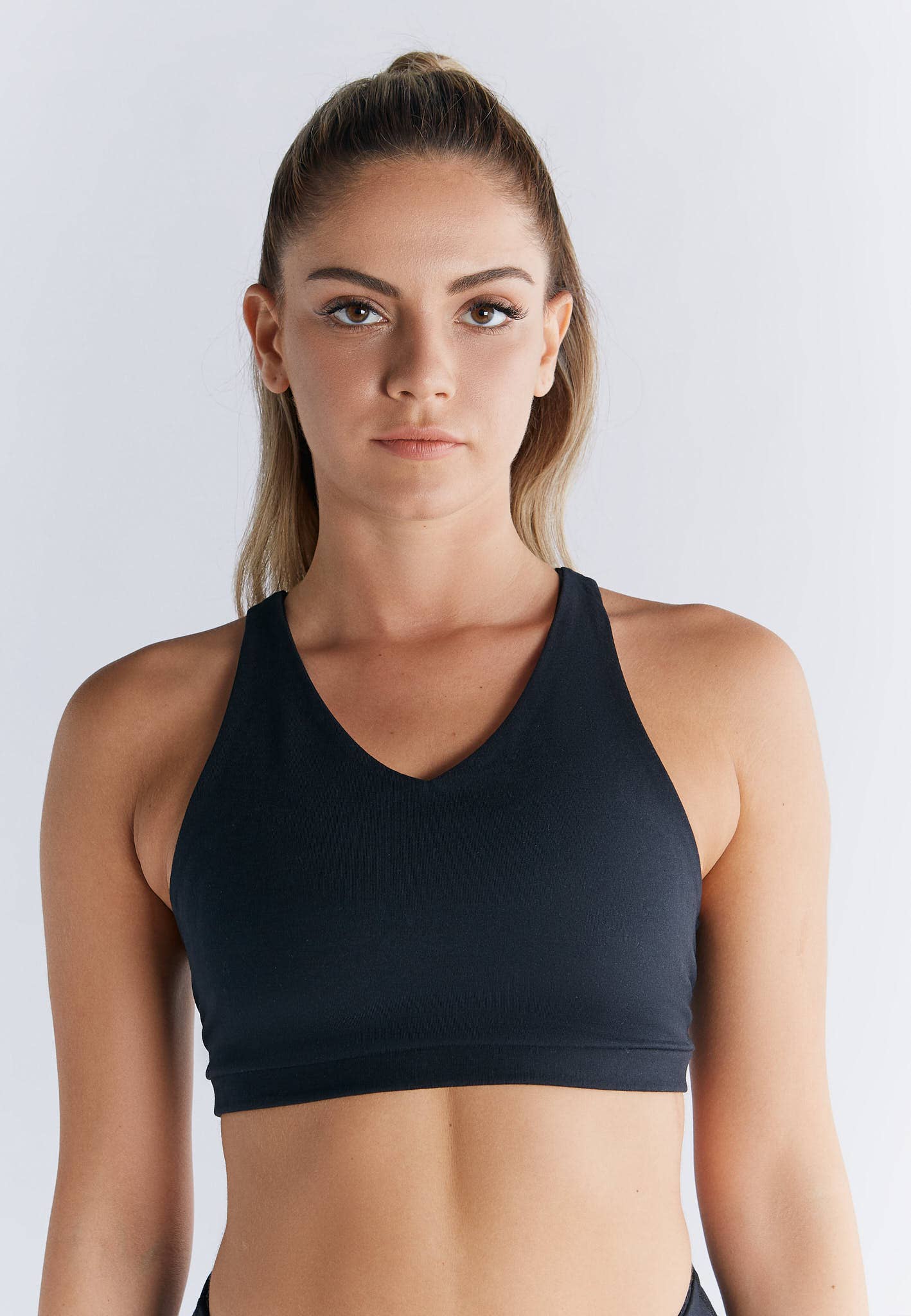 Organic Cotton & Recycled Elastane Padded V-neck Sports Bra - REGN