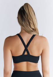 Organic Cotton & Recycled Elastane Padded V-neck Sports Bra - REGN