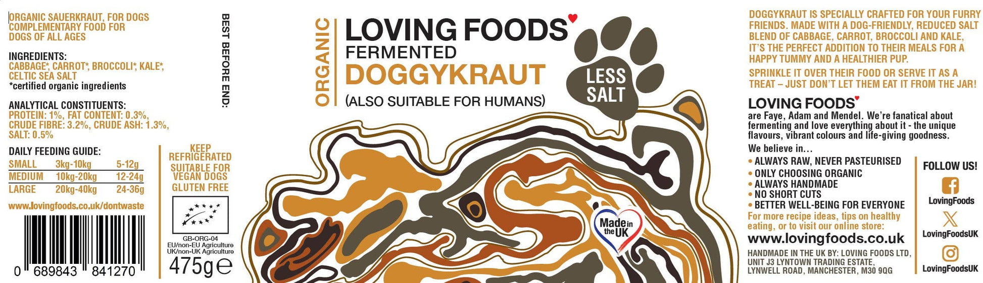Organic Doggykraut – Raw Unpasteurised Sauerkraut for Dogs 475g Low Salt - REGN