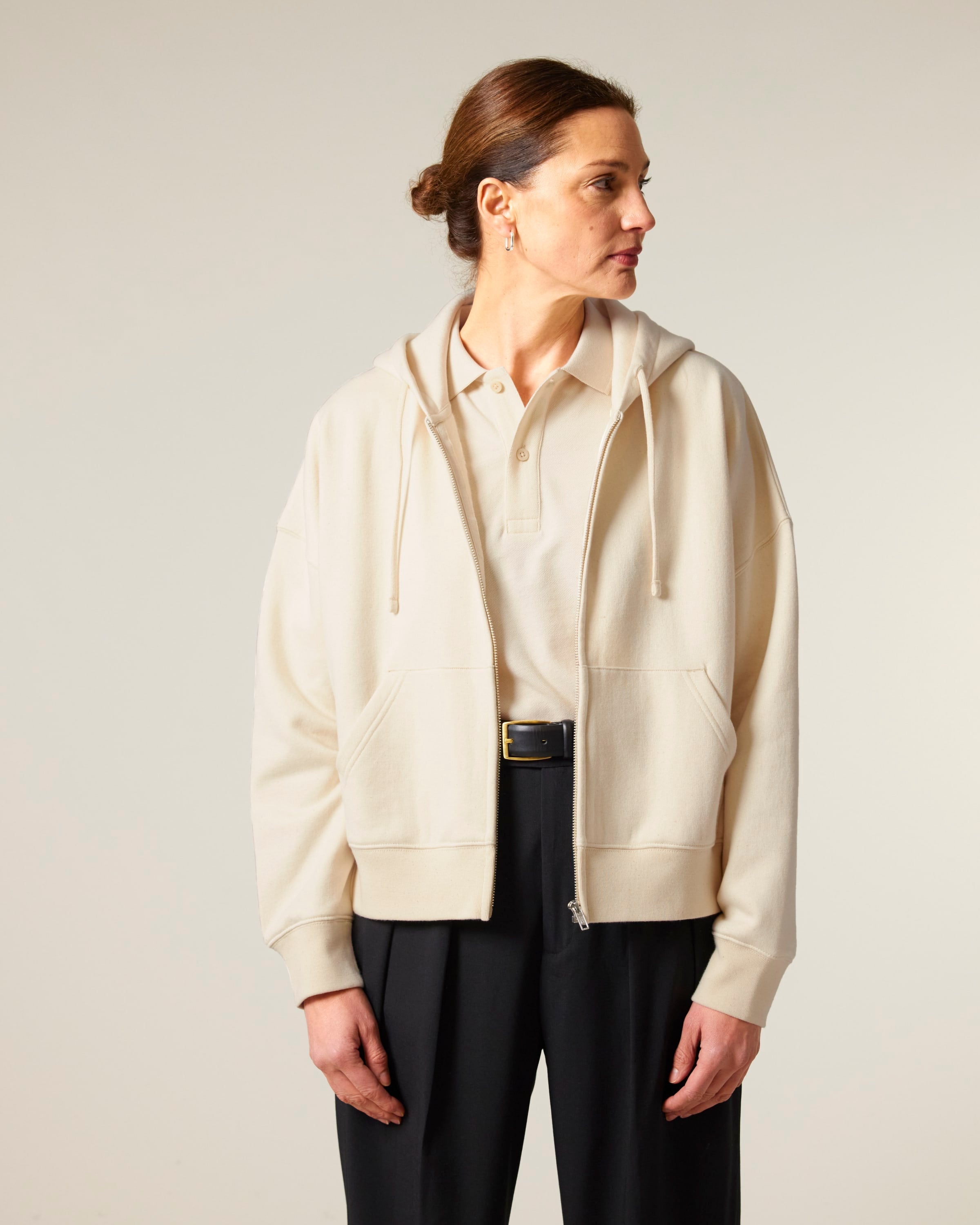 Organic Dropped Shoulder Zipped Hoodie: Womens - REGN