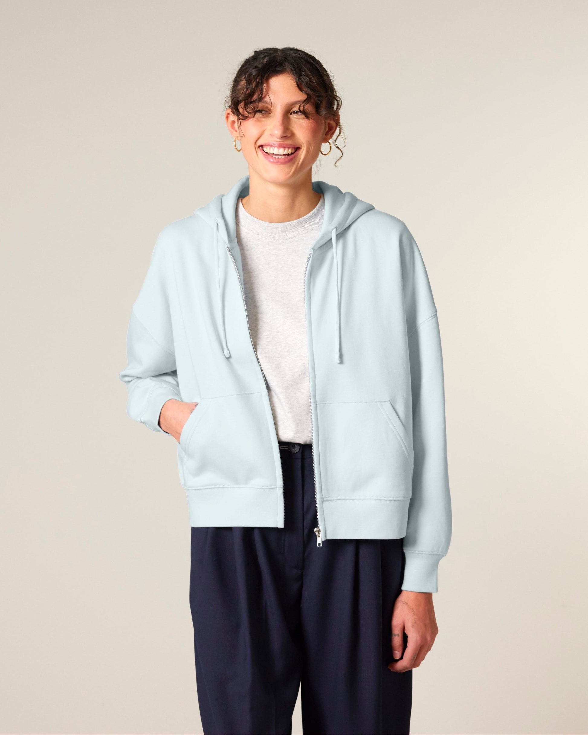 Organic Dropped Shoulder Zipped Hoodie: Womens - REGN
