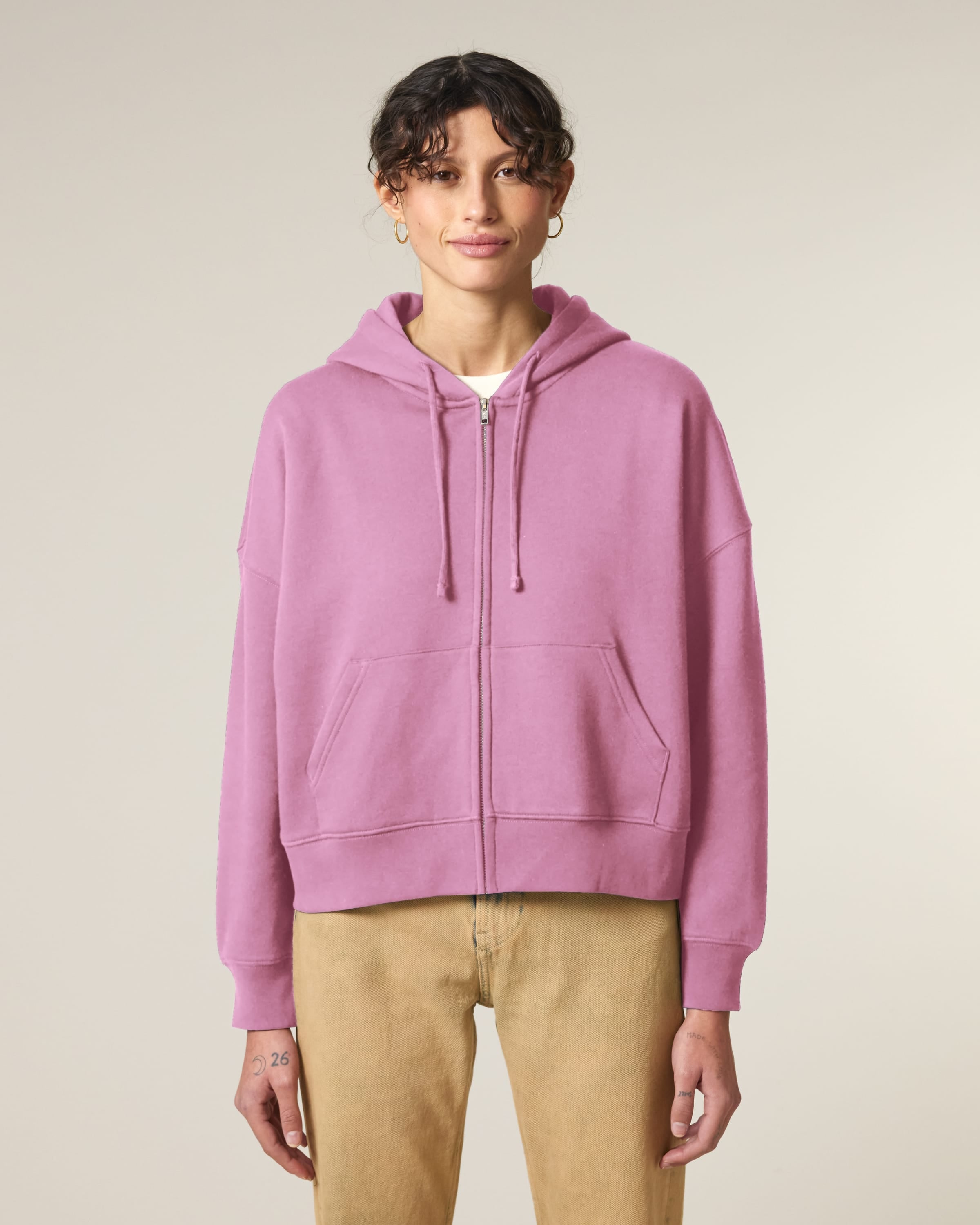 Organic Dropped Shoulder Zipped Hoodie: Womens - REGN