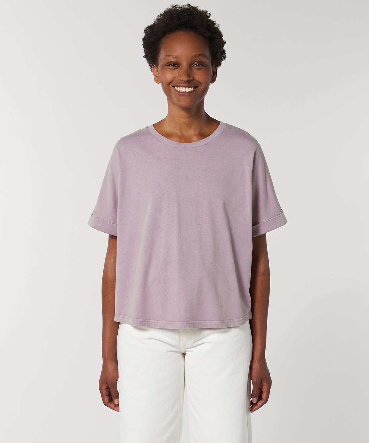 Organic Garment Dyed Roll Sleeve T-shirt: Womens - REGN