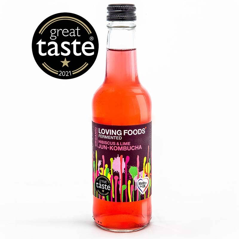 Organic Jun Kombucha Hibiscus + Lime – Unpasteurised Honey Fermented Drink 330ml - REGN