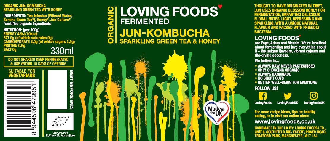 Organic Jun Kombucha – Unpasteurised Honey Fermented Green Tea Drink 330ml - REGN