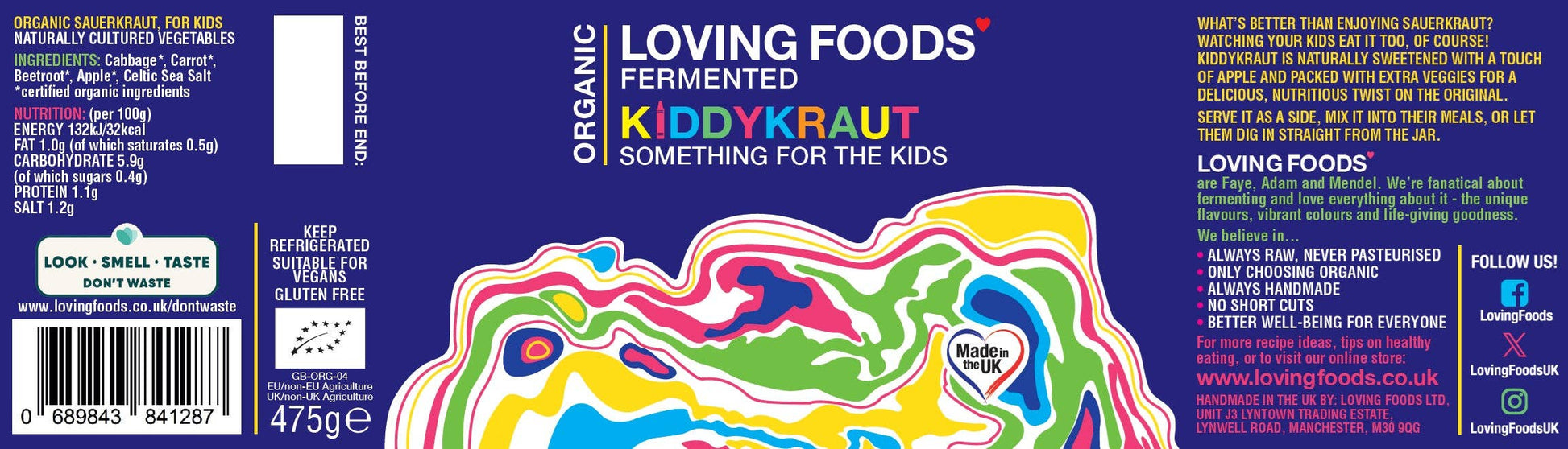 Organic Kiddykraut – Raw Unpasteurised Sauerkraut with Apple & Carrot 475g - REGN