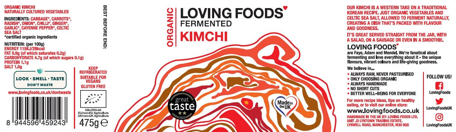 Organic Kimchi – Raw Unpasteurised Fermented Vegetables 475g Vegan - REGN