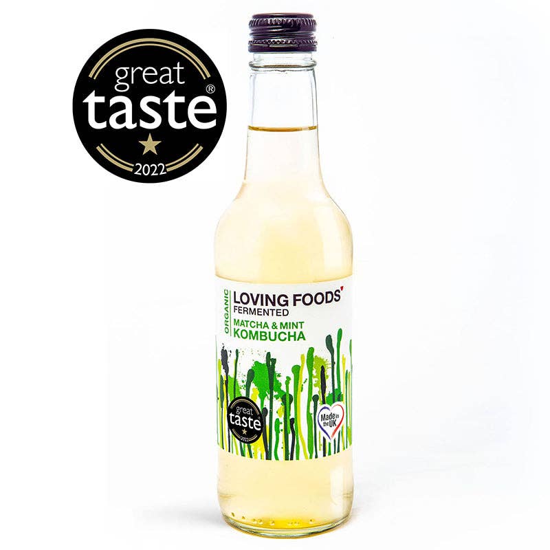 Organic Kombucha Matcha & Mint – Unpasteurised Fermented Tea Drink 330ml - REGN