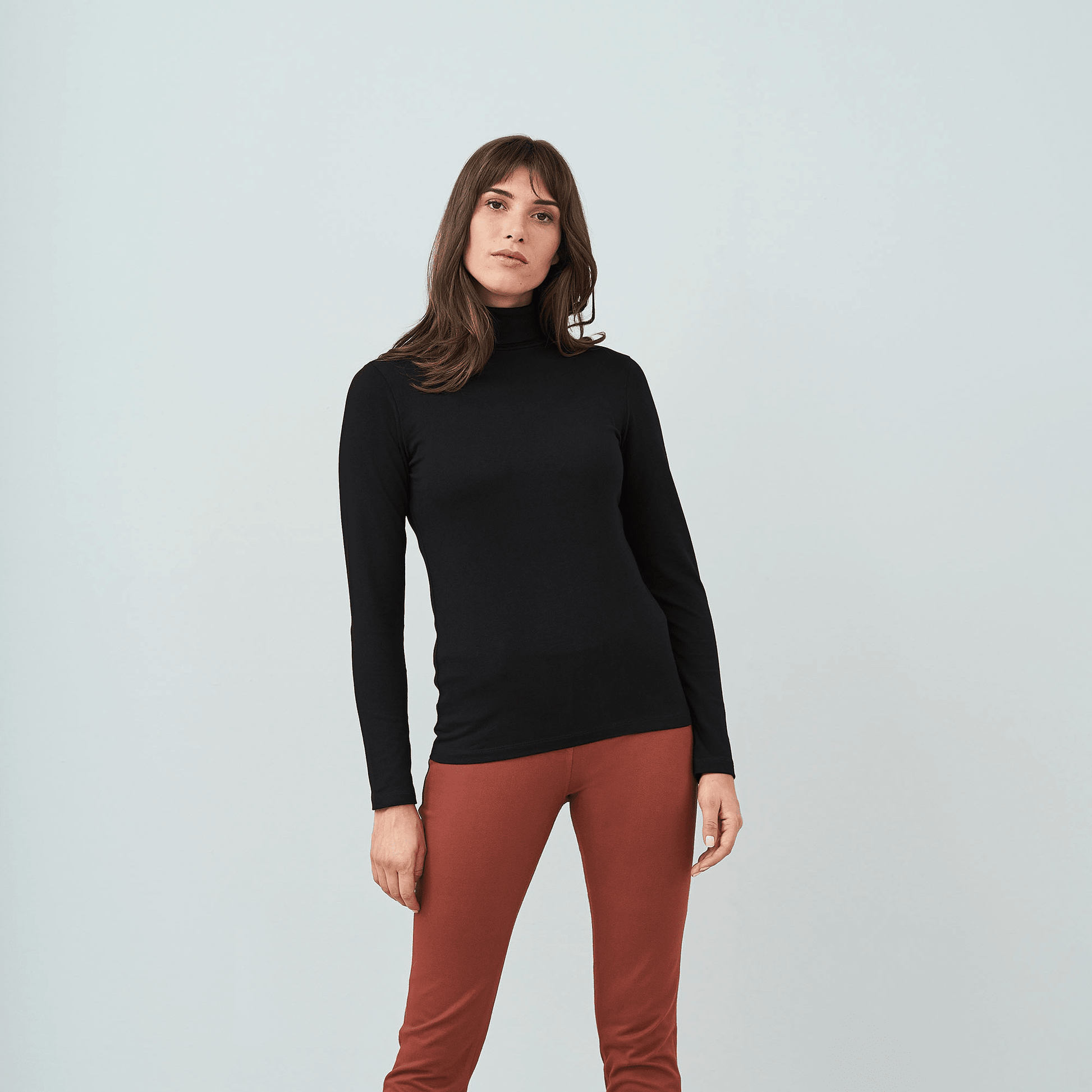 Organic Long Sleeve Stretch Turtleneck T-shirt: Womens - REGN