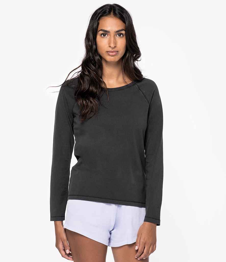Organic Raglan Long Sleeve Washed T-Shirt: Womens - REGN