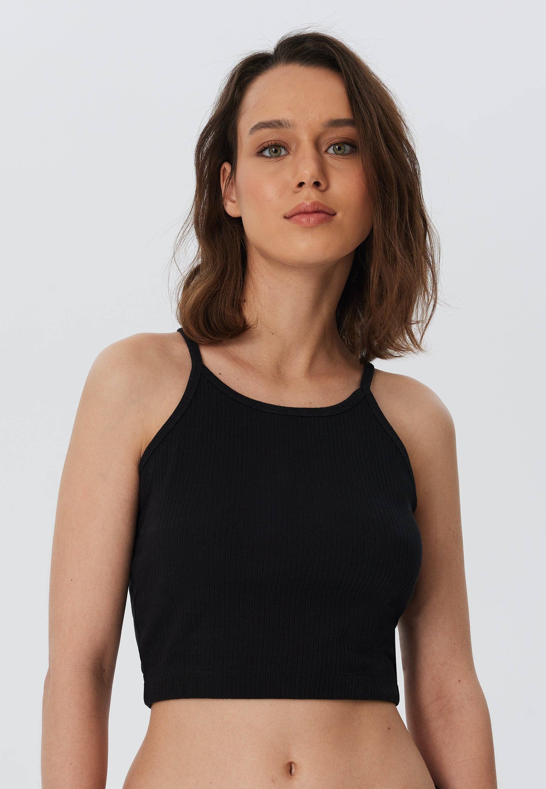 Organic Ribbed Crop Top with Spaghetti Straps: Womens - REGN