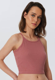 Organic Ribbed Crop Top with Spaghetti Straps: Womens - REGN