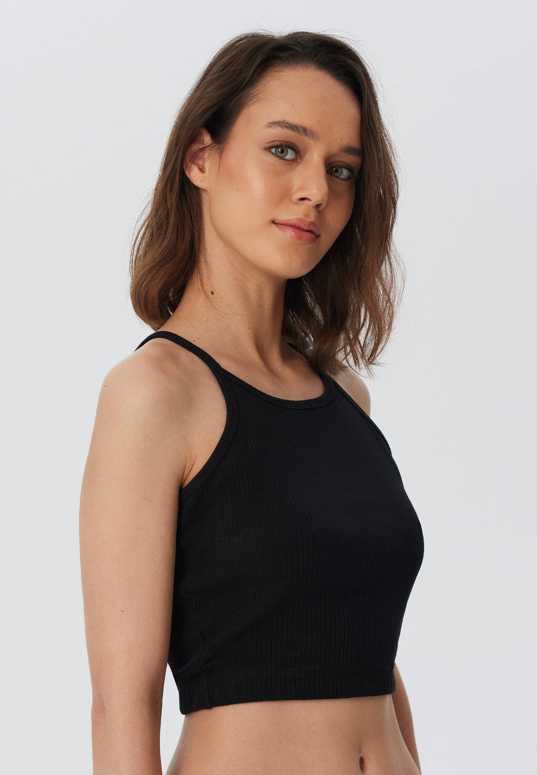 Organic Ribbed Crop Top with Spaghetti Straps: Womens - REGN