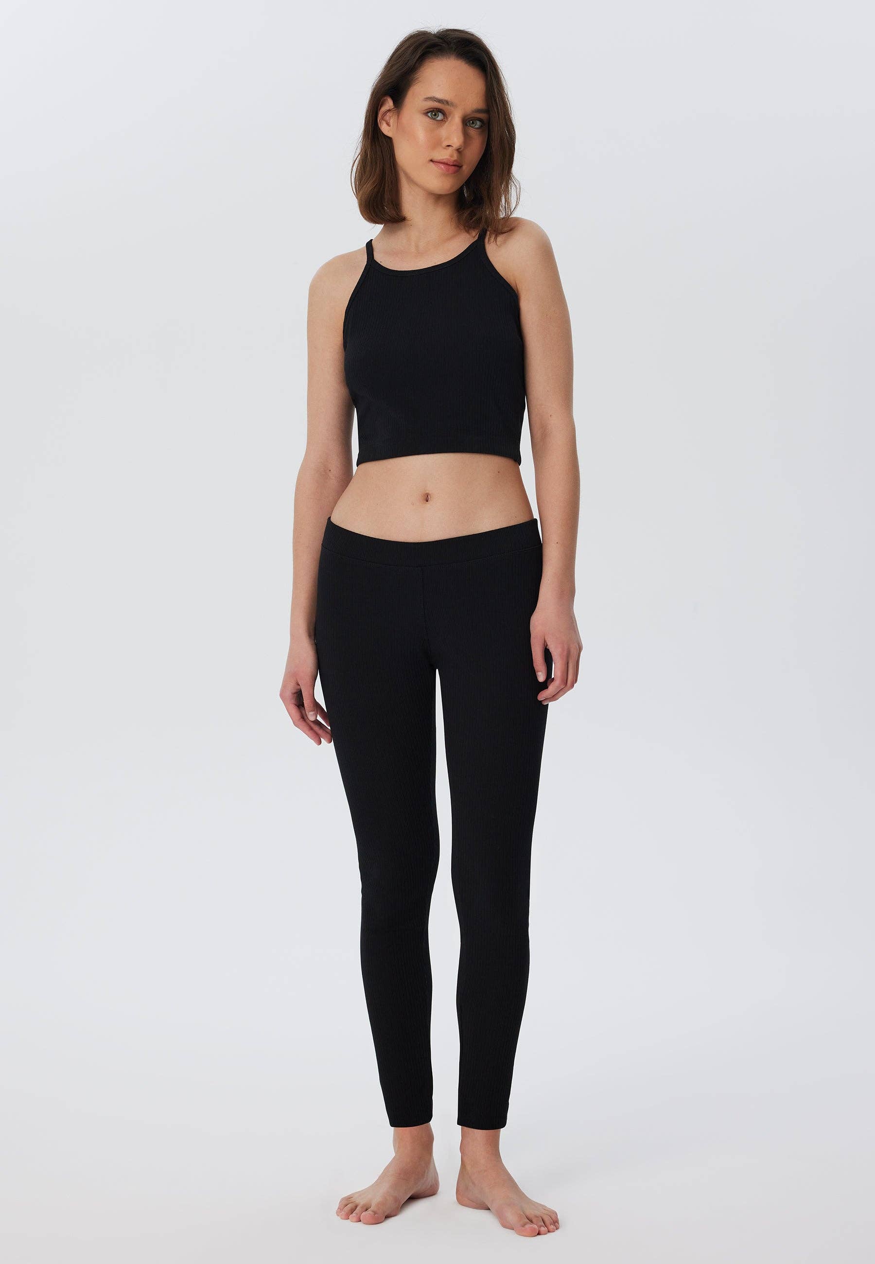 Organic Ribbed Crop Top with Spaghetti Straps: Womens - REGN