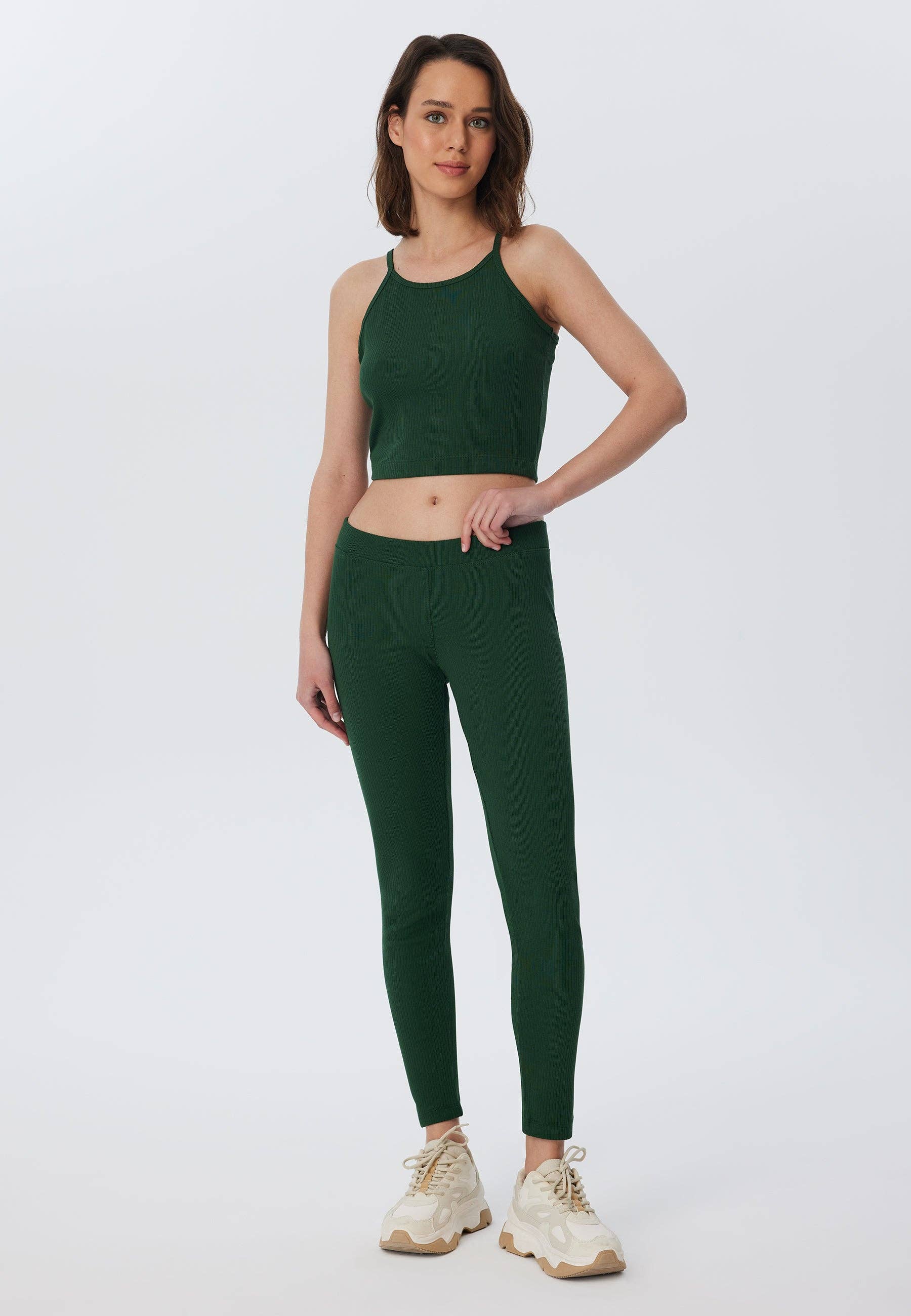 Organic Ribbed Crop Top with Spaghetti Straps: Womens - REGN
