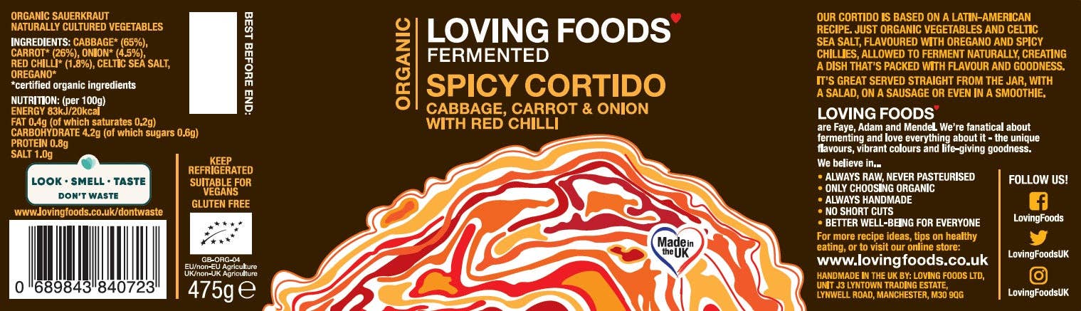 Organic Spicy Cortido Kraut – Unpasteurised Fermented Sauerkraut 475g – Live Cultures & Vegan - REGN